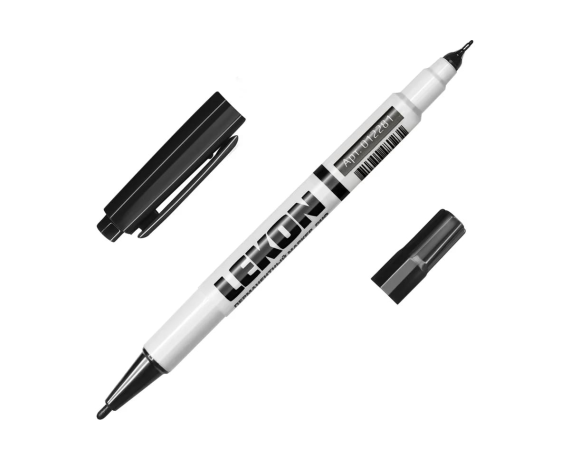 Маркер перманентный двухсторонний лин. 0,5/1,0мм. черный LEКON 012281