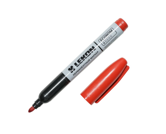 Маркер перманентный лин.3,0мм красный LEKON Econom