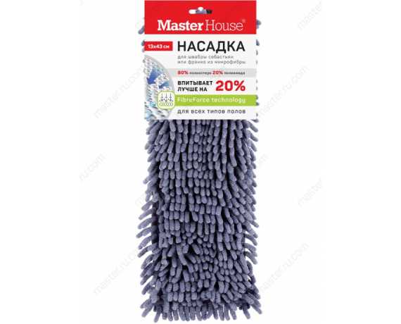Насадка для швабры из микрофибры Лапша с карман.13*43см,Себастьян 60300 серая