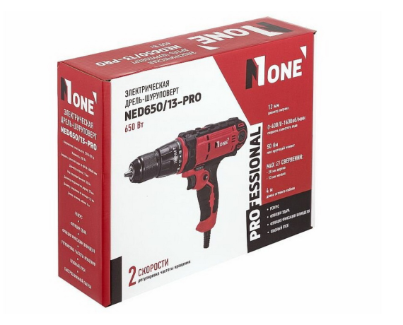 Шуруповерт сетевой  удар Number one NЕD650/13-PRO(650Вт,13мм жел.патрон,50Hm.реверс,фикс.шпид,пл пус
