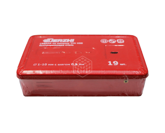 Набор сверл DERZHI п/металлу TIN HSS 19шт (D1-10,шаг0,5) мет.кор. 8302-003