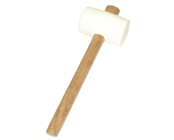 Киянка деревянная лакированная ручка белая резина 340 гр TOOL BERG