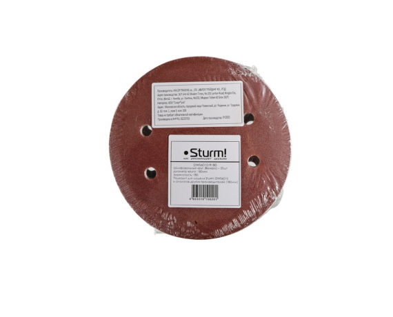 Круг шлифовальный DWS6010-9180, 180мм, зерно 180, 8 отверстий для удаления пыли