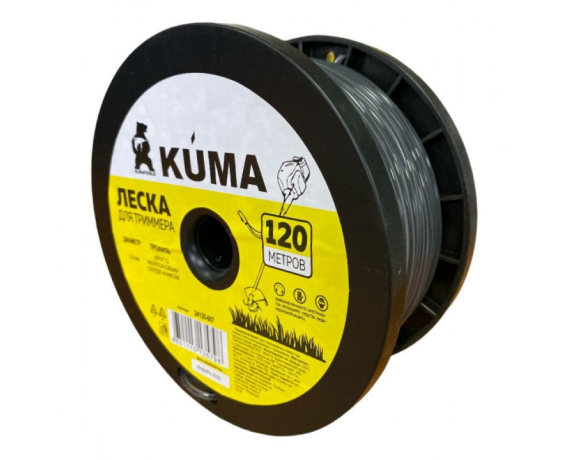 Леска для триммера с нейлоновым сердечником квадратная KUMA 2,4мм*120м