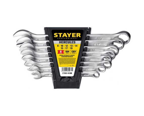 Набор комбинированных гаечных ключей 8 шт.,8-19мм,STAYER HERCULES Арт.27085-Н8_z01