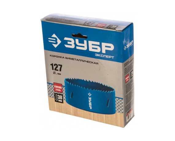 Коронка биметаллическая ЗУБР 127мм,быстрорежущая сталь