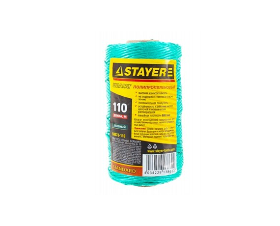 Шпагат STAYER полипропилен,d-1.5мм,зеленый, 110м