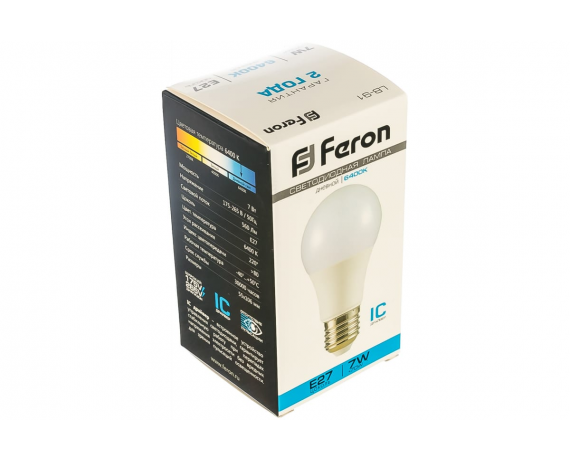 Лампа светодиодная FERON LB-91 20 LED (7W) 230V Е27 6400K A55 дневной