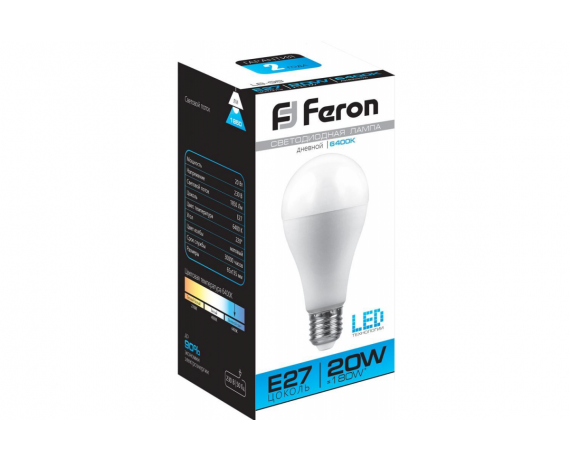 Лампа светодиодная FERON LB-98 (20W) 230V Е27 6400K A65 дневной
