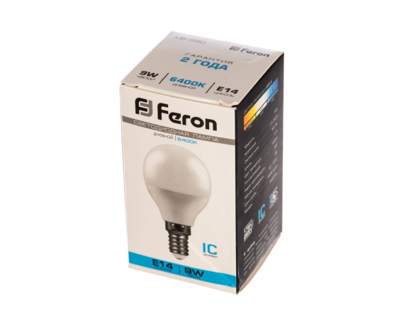 Лампа светодиодная FERON LB-550 (9W) 230V Е14 6400K G45 шарик дневной