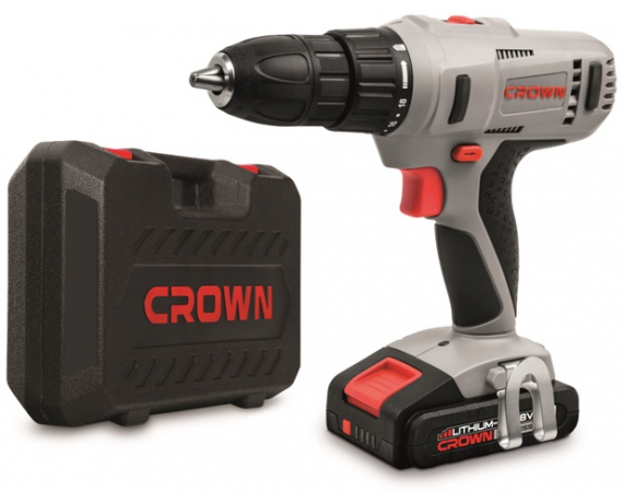 Аккумуляторный шуруповерт CROWN СТ21056L-2 BMC 2скорости, 2аккумулятора, 1350об/мин, 18В, 2А*ч
