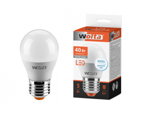 Лампа светодиодная LED WOLTA 25 S45 GL5.5 E27