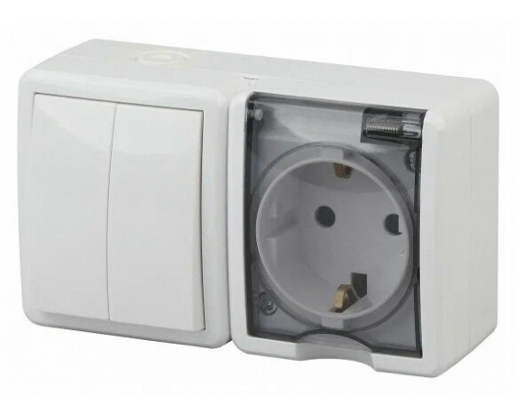 Блок выключатель+розетка ЭРА Эксперт IP54 11-7402-01